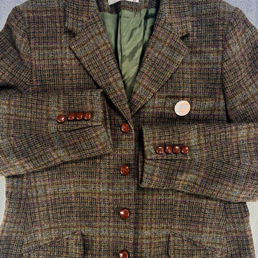 Vintage Orvis Wool Tweed Plaid Blazer Womens 14 Equestrian USA Made Academia - Picture 4 of 9